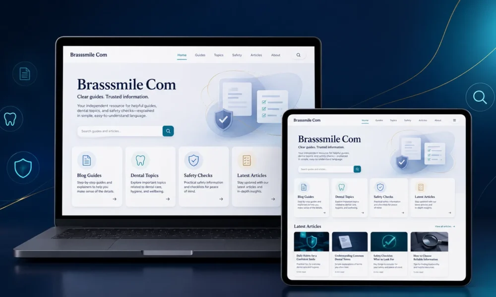 BrassSmile.com homepage review showing website features, categories, and user experience.