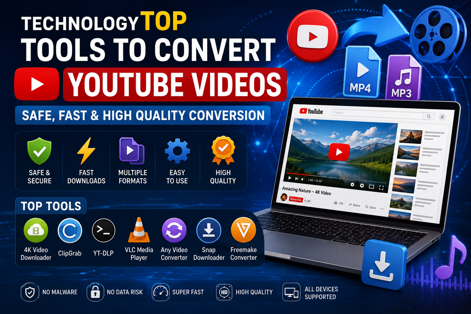 Top tools to convert YouTube videos into MP4 and MP3 formats safely and quickly