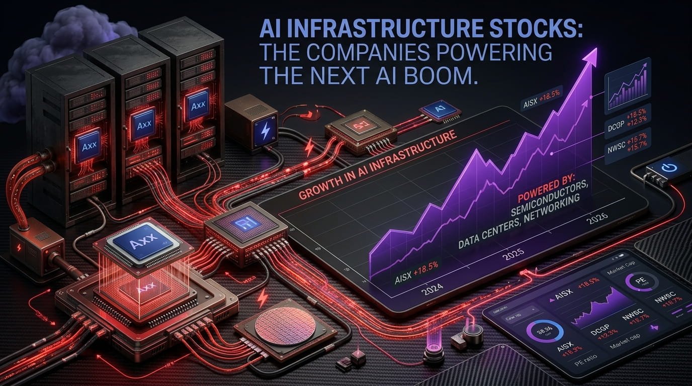 AI Infrastructure Stocks powering the next AI boom through chips, data centers, networking, power, and cooling